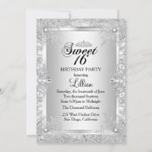 Diamond Snowflake Winter Wonderland Sweet 16 Kaart (Achterkant)