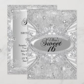 Diamond Snowflake Winter Wonderland Sweet 16 Kaart (Voorkant / Achterkant)