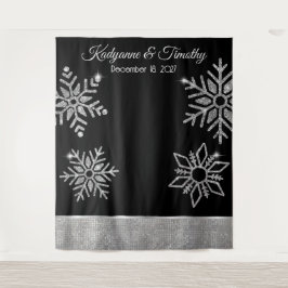 Diamond Snowflakes bruiloft achtergrond Wandkleed