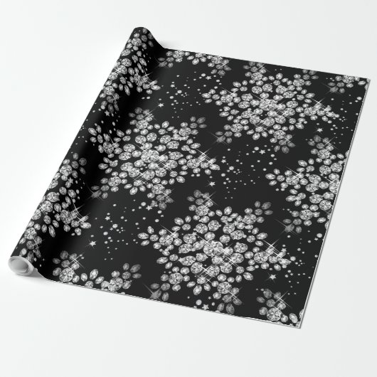 Diamond Snowflakes Cadeaupapier (Uitgerold)