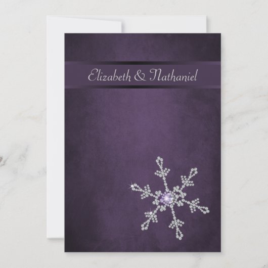Diamond Snowflakes & Ribbon Wedding Invitation Kaart (Voorkant)