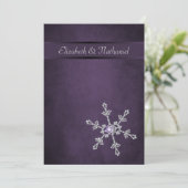 Diamond Snowflakes & Ribbon Wedding Invitation Kaart (Staand voorkant)