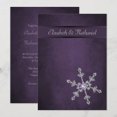 Diamond Snowflakes & Ribbon Wedding Invitation Kaart (Voorkant / Achterkant)
