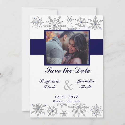Diamond Snowflakes Sparen de Datum Save The Date (Voorkant)