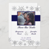 Diamond Snowflakes Sparen de Datum Save The Date (Voorkant / Achterkant)