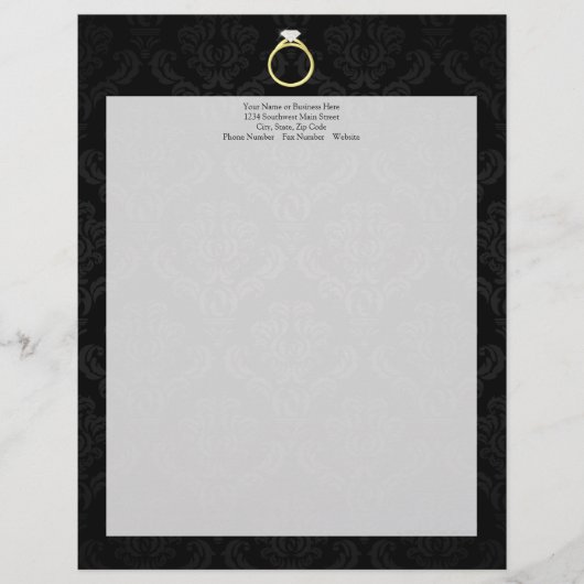 Diamond Solitaire Ring Briefhoofd Ontwerp (Voorkant)