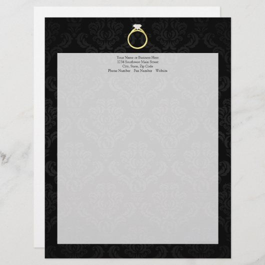 Diamond Solitaire Ring Briefhoofd Ontwerp (Voorkant / Achterkant)