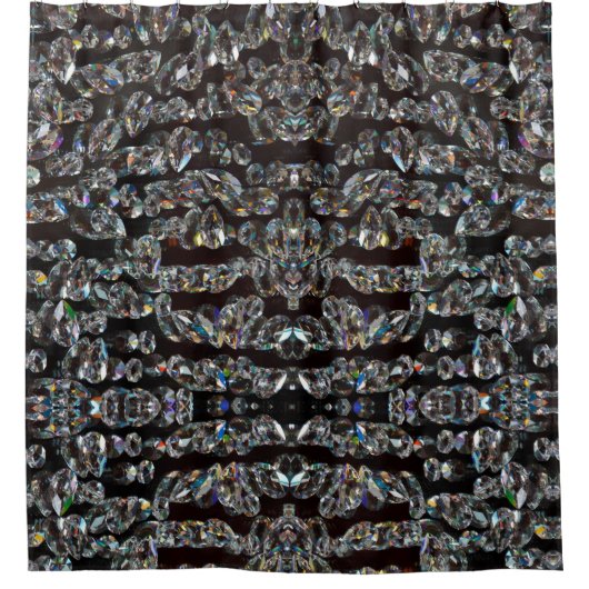 Diamond sparend patroon elegant zilver en zwart douchegordijn (Voorkant)