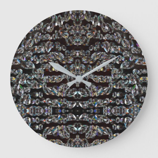 Diamond sparend patroon elegant zilver en zwart grote klok (Voorkant)