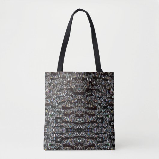 Diamond sparend patroon elegant zilver en zwart tote bag (Voorkant)