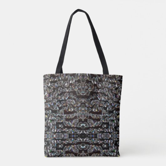 Diamond sparend patroon elegant zilver en zwart tote bag (Achterkant)