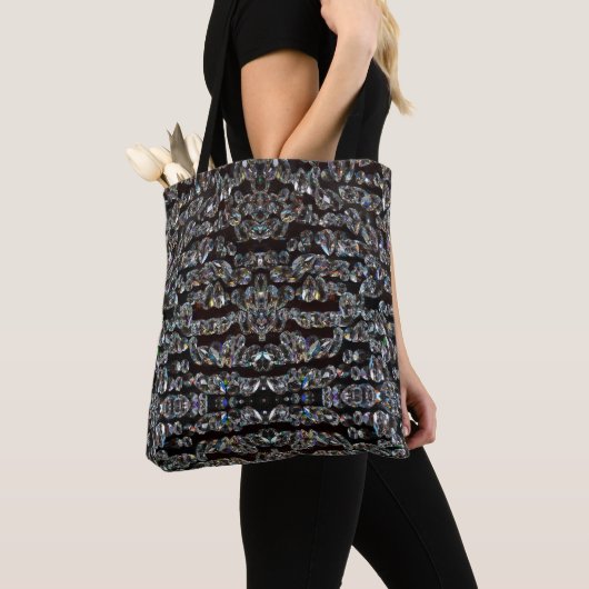 Diamond sparend patroon elegant zilver en zwart tote bag (Dichtbij)
