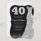 Diamond Sparkle Dress 40th Birthday Party Black Kaart (Voorkant)