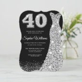 Diamond Sparkle Dress 40th Birthday Party Black Kaart (Staand voorkant)