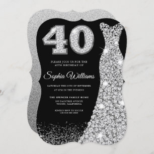 Diamond Sparkle Dress 40th Birthday Party Black Kaart