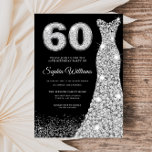 Diamond Sparkle Dress Silver 60th Birthday Party Kaart<br><div class="desc">Diamond Silver Sparkle Dress Black 60th Birthday Party Invitation Variations to the uitnodiging and matching items in onze winkel</div>