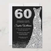 Diamond Sparkle Dress Silver 60th Birthday Party Kaart (Voorkant)
