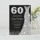 Diamond Sparkle Dress Silver 60th Birthday Party Kaart (Staand voorkant)