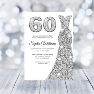 Diamond Sparkle Dress Womans 60th Birthday Party Kaart