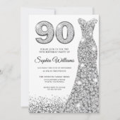 Diamond Sparkle Dress Womans 90th Birthday Party Kaart (Voorkant)