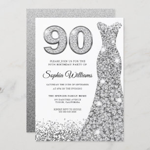 Diamond Sparkle Dress Womans 90th Birthday Party Kaart