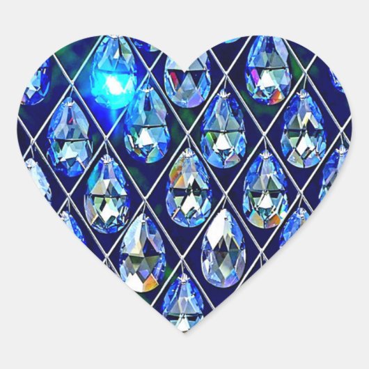 Diamond sparkle edelsteen sparkle blauw zwart hart sticker (Voorkant)