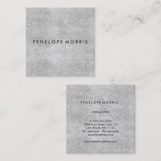 Diamond Sparkle Glitter Beauty Stylist Vierkante Visitekaartje (Voorkant / Achterkant)