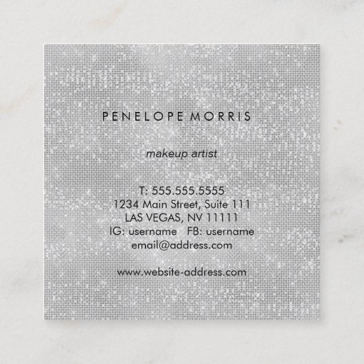 Diamond Sparkle Glitter Beauty Stylist Vierkante Visitekaartje (Achterkant)