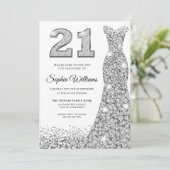Diamond Sparkle Glitter Dress 21st Birthday Party Kaart (Staand voorkant)
