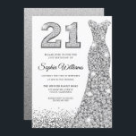 Diamond Sparkle Glitter Dress 21st Birthday Party Kaart<br><div class="desc">Diamond Sparkle Glitter Dress 21st Birthday Party Invitation Variations to the uitnodiging and matching items in our store</div>