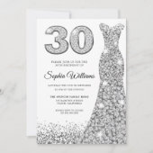Diamond Sparkle Glitter Dress 30th Birthday Party Kaart (Voorkant)