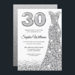 Diamond Sparkle Glitter Dress 30th Birthday Party Kaart<br><div class="desc">Diamond Silver Sparkle Glitter Dress 30th Birthday Party Invitation Variations to the uitnodiging and matching items in our store</div>