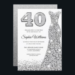 Diamond Sparkle Glitter Dress 40th Birthday Party Kaart<br><div class="desc">Diamond Sparkle Glitter Dress 40th Birthday Party Invitation Variations to the uitnodiging and matching items in our store</div>
