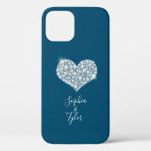 Diamond Sparkle Heart Whisescript Names, Ocean Blu Case-Mate iPhone Case (Achterkant)