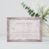 Diamond Sparkle | Mauve en Silver Glitter Entree RSVP Kaartje (Staand voorkant)