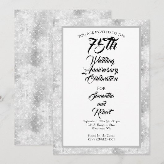 Diamond Sparkles 75e bruiloft Jubileum Kaart (Voorkant / Achterkant)