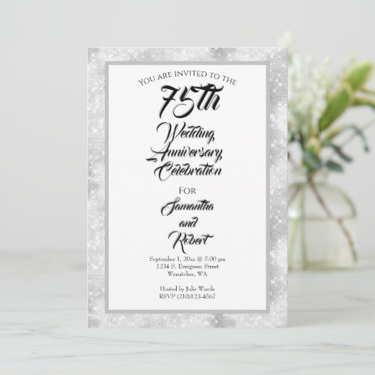 Diamond Sparkles 75ste huwelijksjubileum Kaart (Staand voorkant)