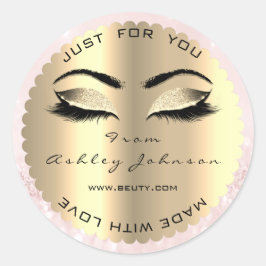 Diamond Sparkly Pink Gold Lash met liefde Ronde Sticker