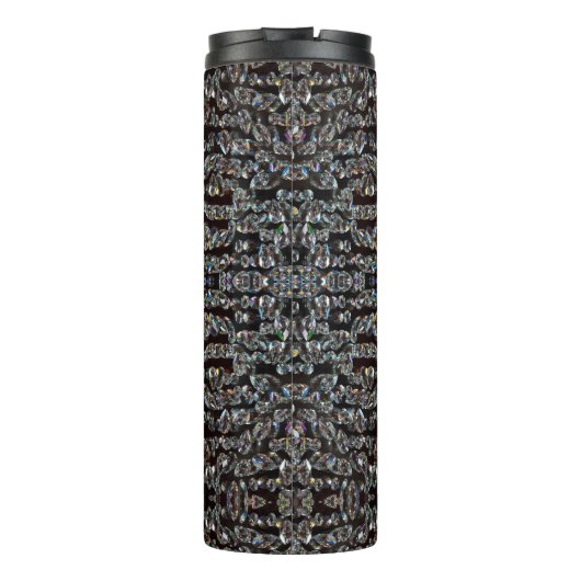 Diamond sparly patroonelegant jewel zilver zwart thermosbeker (Achterkant)