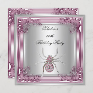 Diamond Spider Elite Elegant Birthday Party Pink Kaart