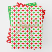 Diamond Star op groen, rood en wit Inpakpapier Vel (In situ)