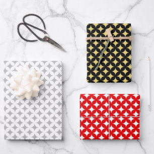 Diamond Star op zwart, rood en wit omslagpapier  Inpakpapier Vel