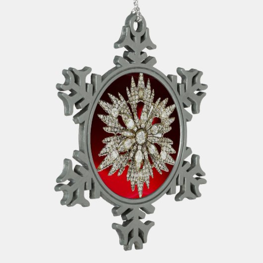 DIAMOND STAR, Red Ruby Tin Sneeuwvlok Ornament (Links)