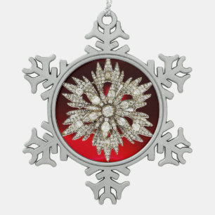 DIAMOND STAR, Red Ruby Tin Sneeuwvlok Ornament