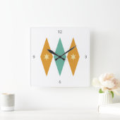 Diamond Starburst Argyle Mid Century Retro Vierkante Klok (Huis)