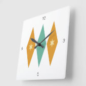 Diamond Starburst Argyle Mid Century Retro Vierkante Klok (Hoek)