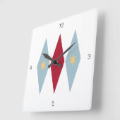 Diamond Starburst Blue Red Mid Century Retro Vierkante Klok (Hoek)