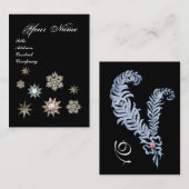 DIAMOND STARS AND FEATHERS MONOGRAM, roze, parels Visitekaartje (Voorkant / Achterkant)