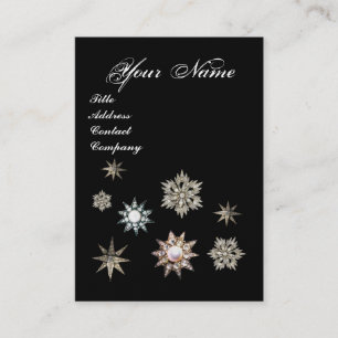 DIAMOND STARS AND FEATHERS MONOGRAM, roze, parels Visitekaartje