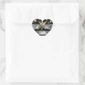 DIAMOND STARS BLACK WHITE RIBBON MONOGRAM HEART HART STICKER (Tas)